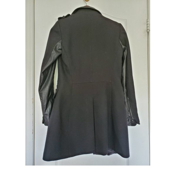 ZARA Black Faux Leather Accent Combination Coat - Picture 3 of 13